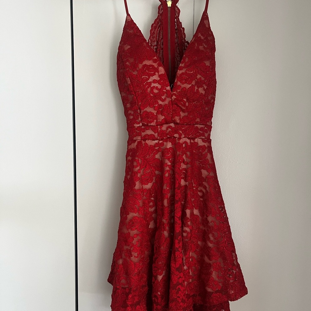 Elegant Red Lace Dress